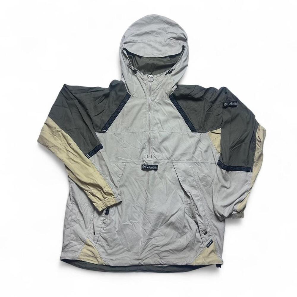 Columbia Sportswear Vintage 90s Tan Anorak Packable Nylon Windbreaker Jacket L